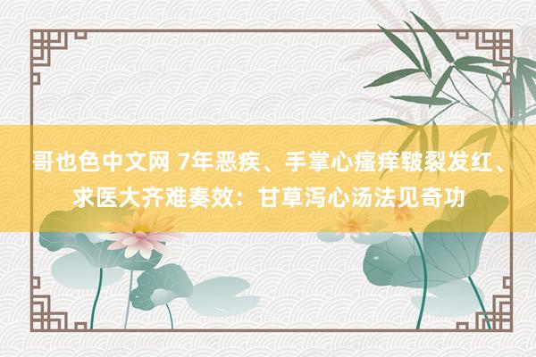 哥也色中文网 7年恶疾、手掌心瘙痒皲裂发红、求医大齐难奏效：甘草泻心汤法见奇功