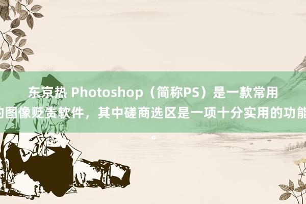 东京热 Photoshop（简称PS）是一款常用的图像贬责软件，其中磋商选区是一项十分实用的功能。